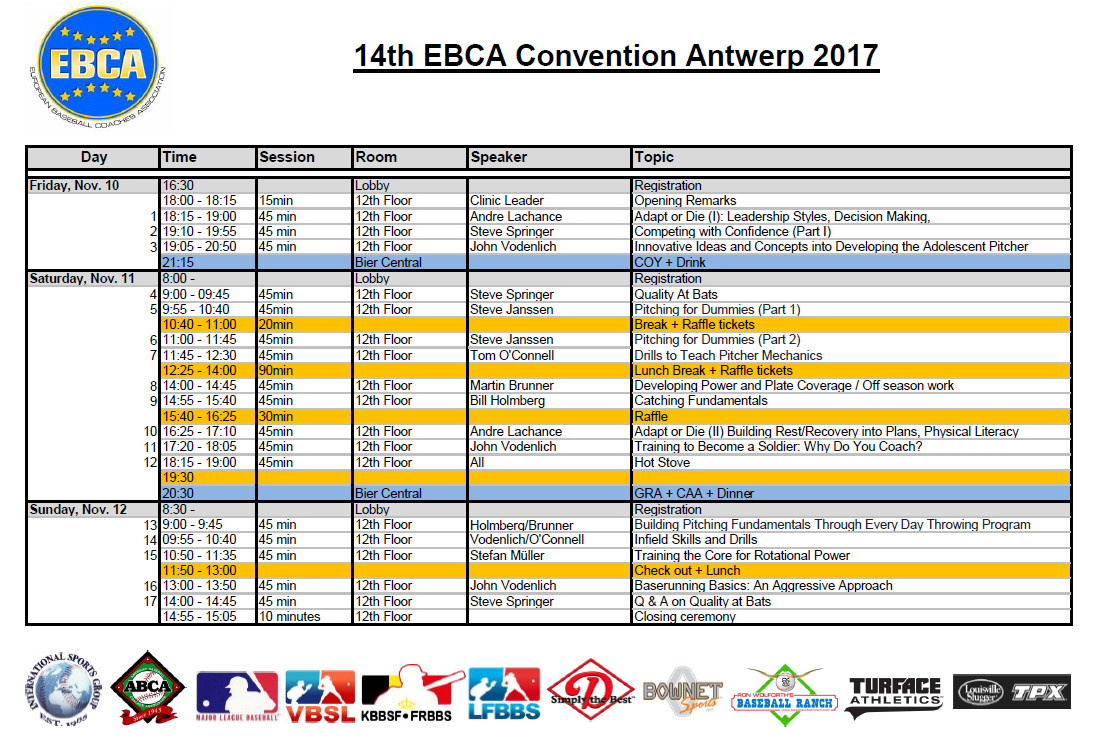 Convention Schedule 2017